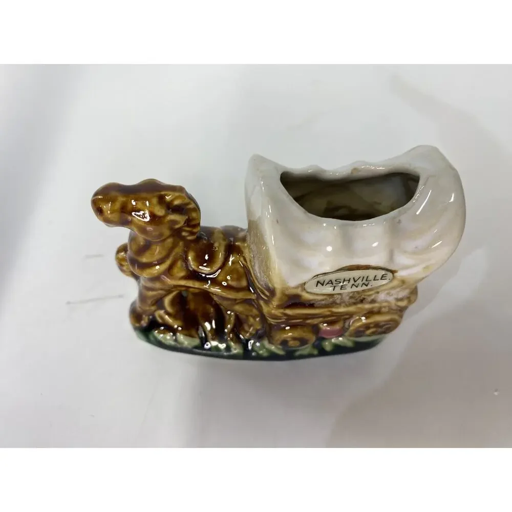 Vintage Nashville Tenn. TN Horse and Wagon Toothpick Holder Souvenir